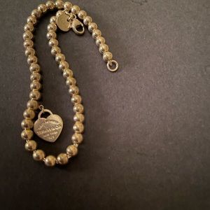 Tiffany and co 7.5 silver beaded heart bracelet